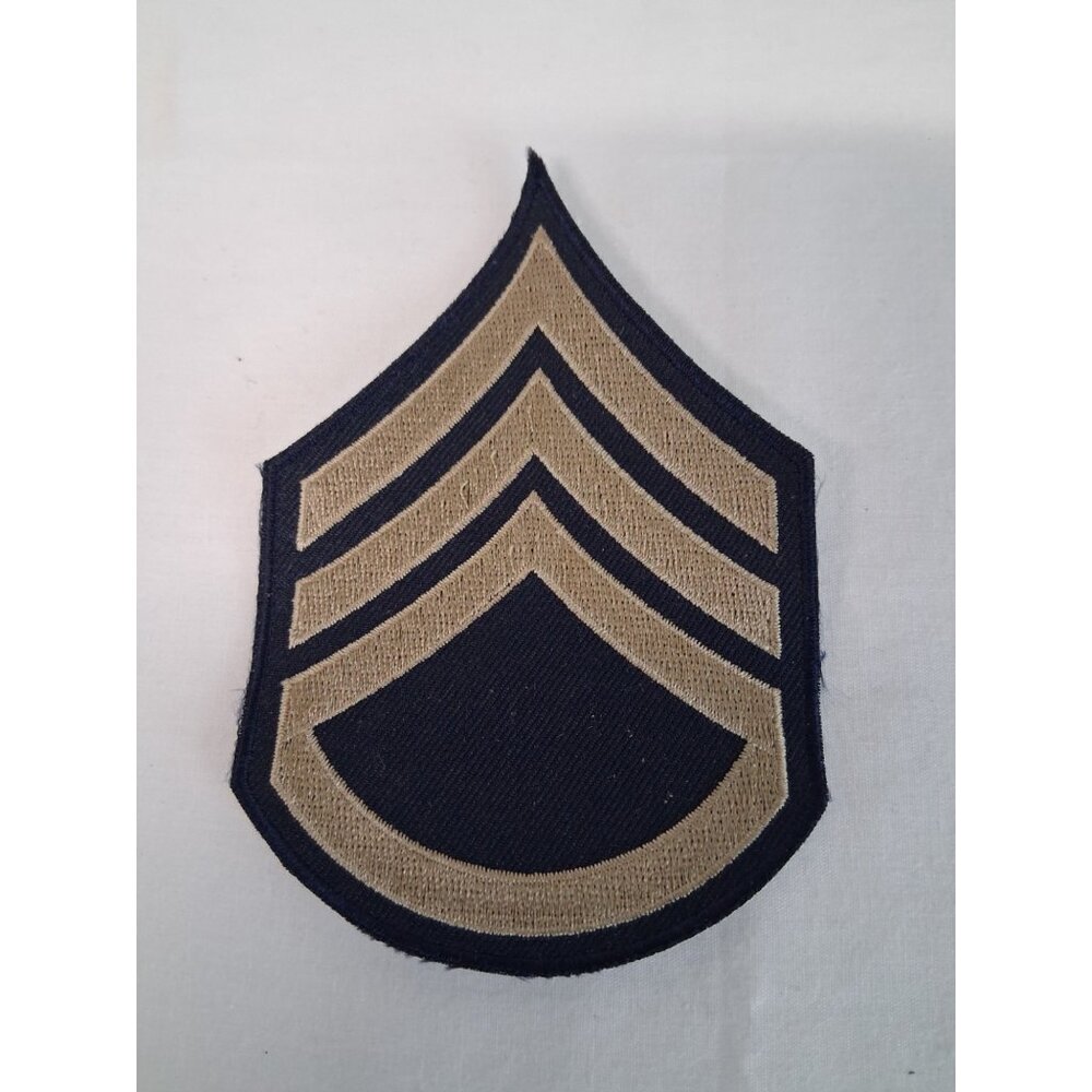 U.S. Army Staff Sergeant E-6 Rank Patch Blue Sew On Surplus Made in Taiwan NOS